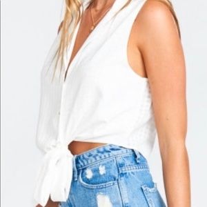Show me your mumu tie blouse